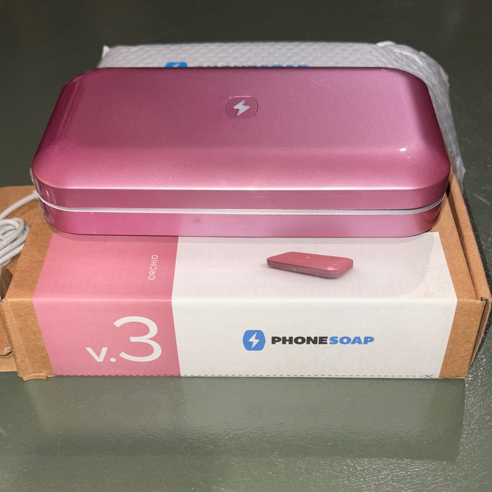 NIB PhoneSoap v.3 Orchid Pink UV Cell Phone Sanitizer and Charger Kills Germs!